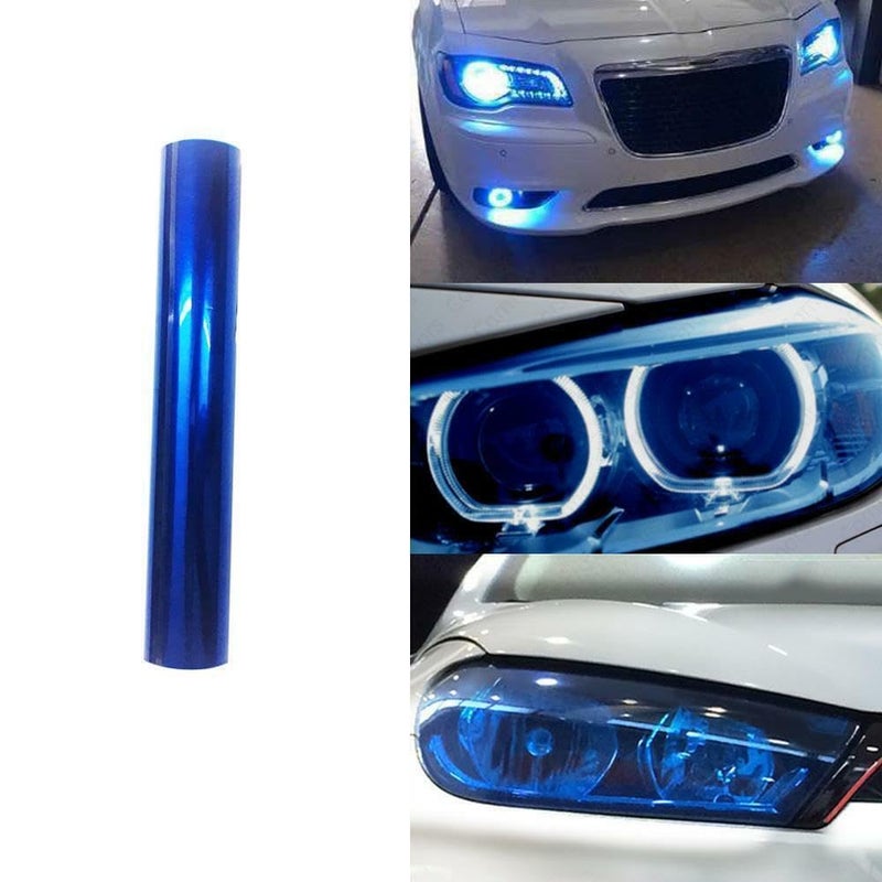 KOMAS 12â€ X 48â€ Tint Vinyl Film Sticker Sheet Roll for Car Headlight, Tail Lights, Fog Lights with Squeegee + Cutter (Glossy Dark Blue) - Image 4